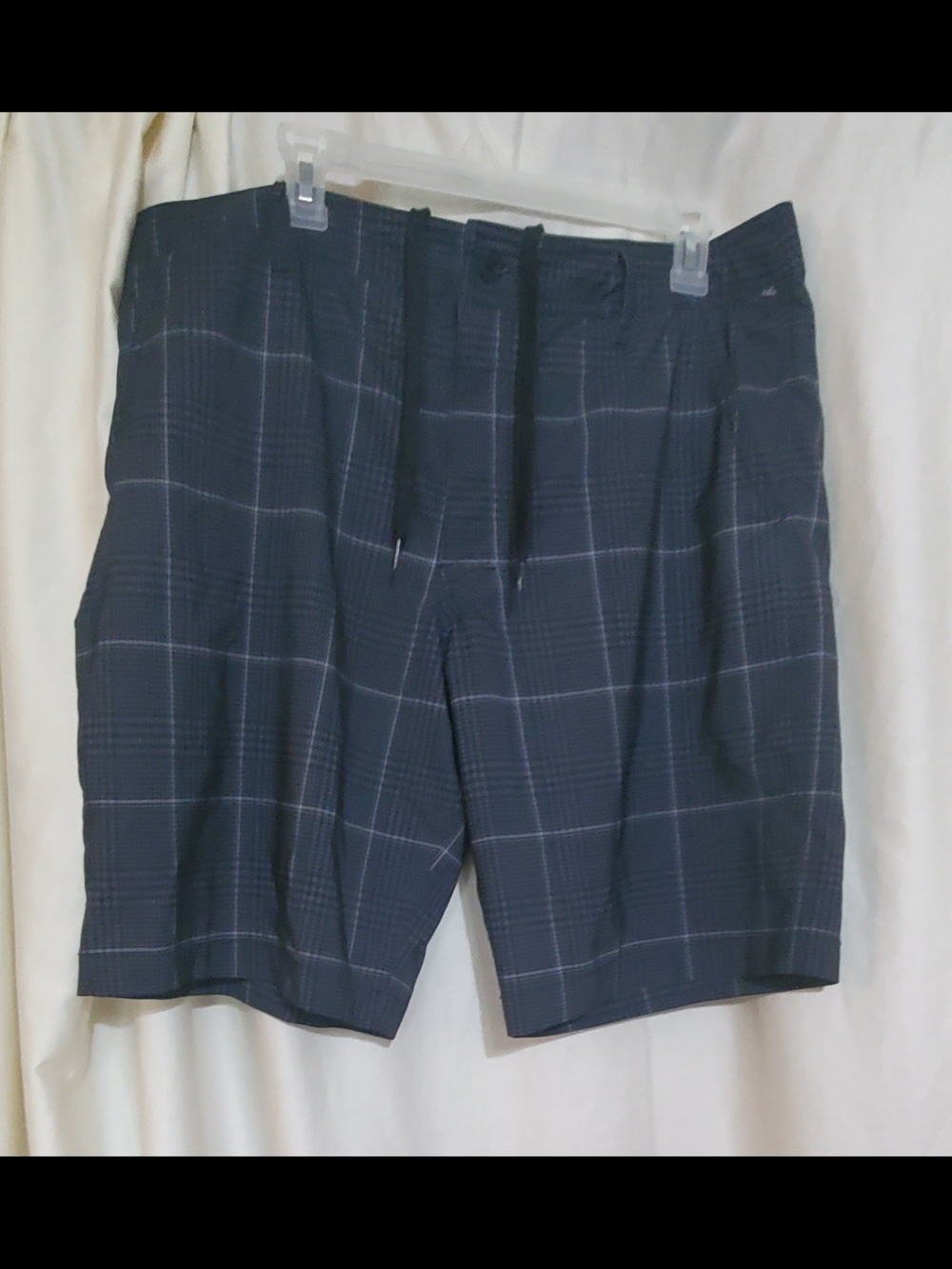 Mossimo Supply Co. Navy Windowpane Plaid Drawstring Shorts